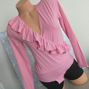 💙💙 J. Crew Pink Ruffled Bodysuit